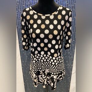 Black and White Spot with floral Decal Top